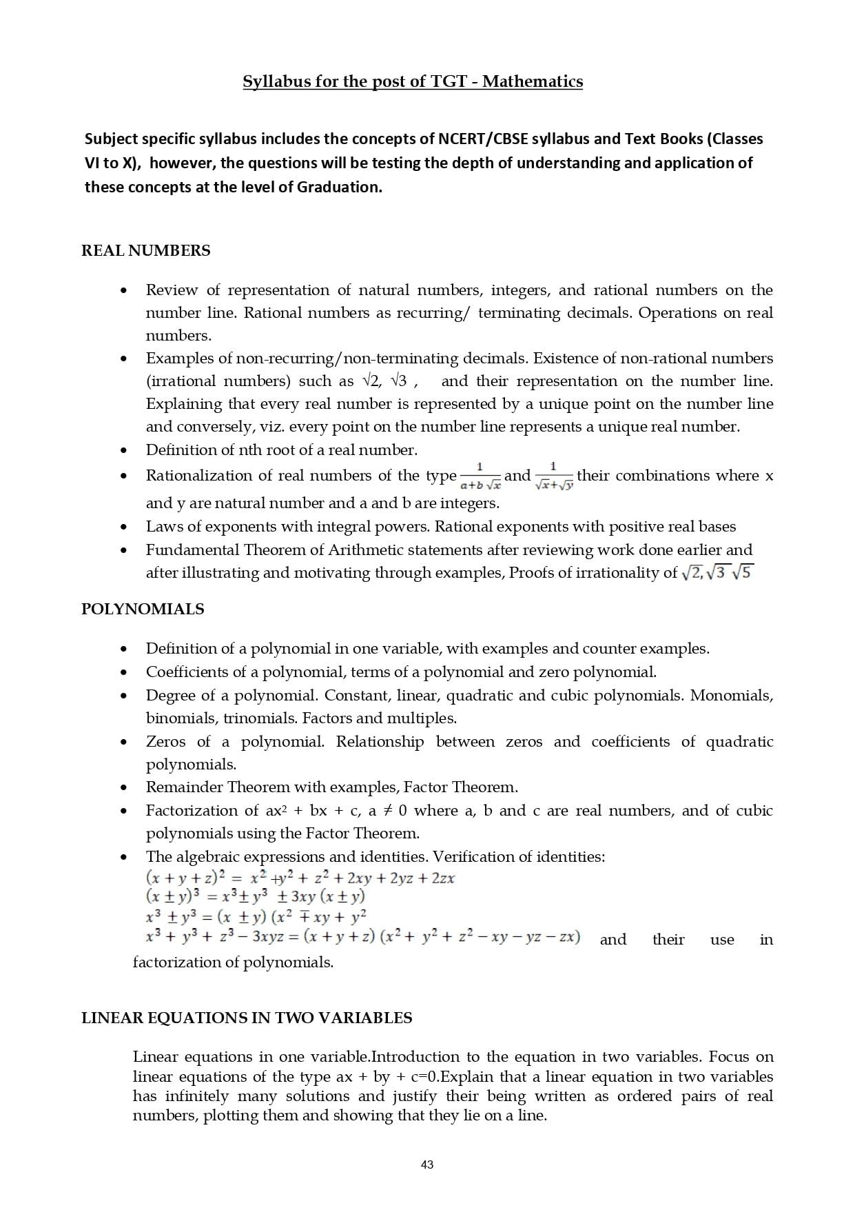 Kvs tgt mathematics syllabus 2022 pdf download