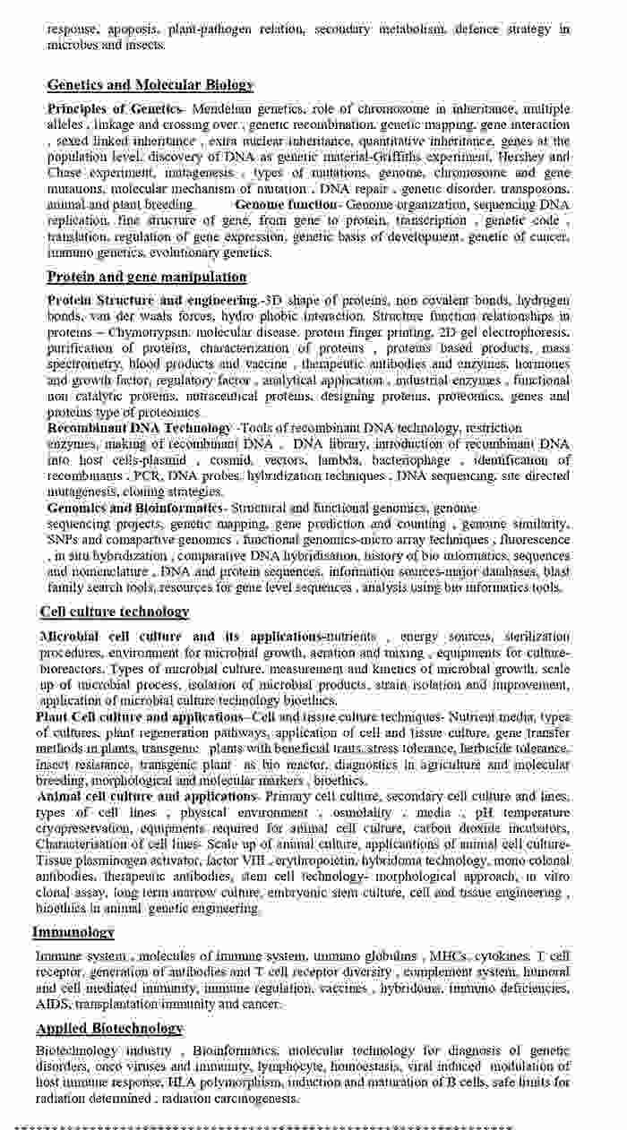 Kvs pgt biotechnology syllabus 2022 pdf download