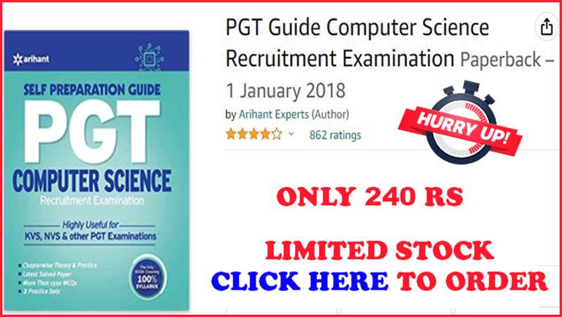 kvs previous year question paper for pgt computer science